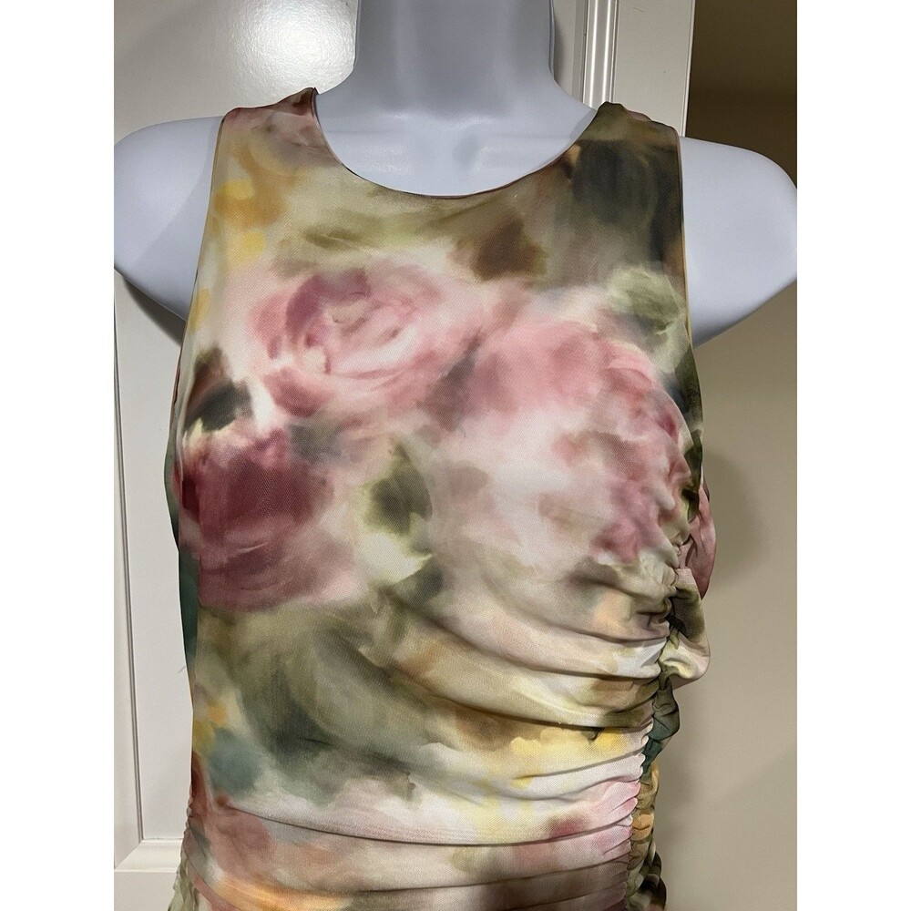 BLACK HALO Ruched Floral-print Cutout Gown In Petal Charm Sz XS - Picture 9 of 14